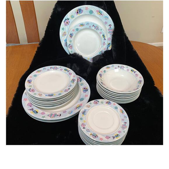 1990's Vitromaster Sea Side salad plates, set of 7 - Picture 4 of 6